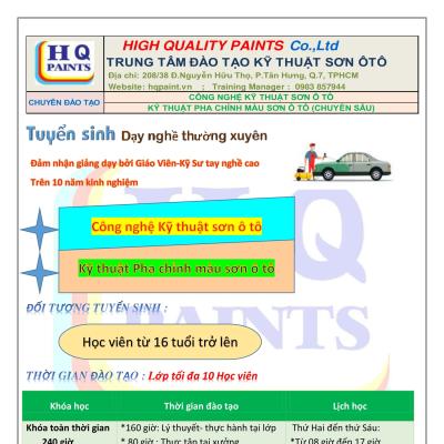 Đào tạo Kỹ thuật Sơn Ô Tô